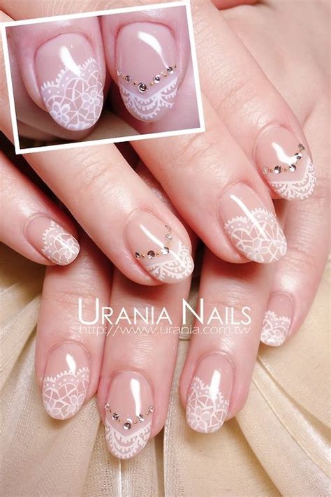 Pin By A B On Lace Nail Art Bridal Nail Art Lace Wedding Nails