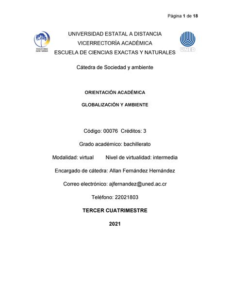 Orientación Globalización y Ambiente Ctedra de Sociedad y ambiente