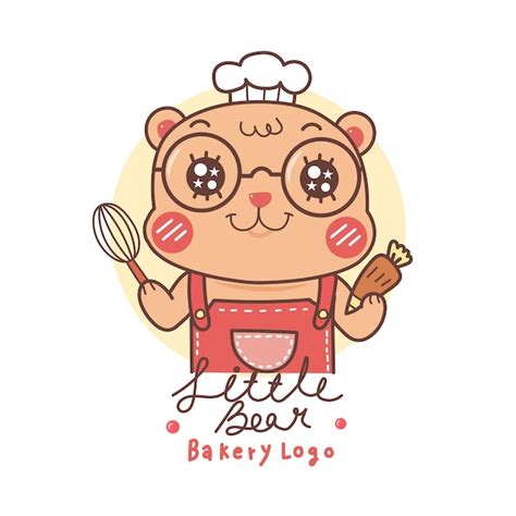 Premium Vector Cute Bear Cooking Bakery Kawaii Logo Cartoon