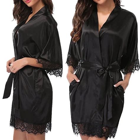 Lencer A Sexy Tallas Grandes Sat N Encaje Kimono Ropa De Dormir Bata