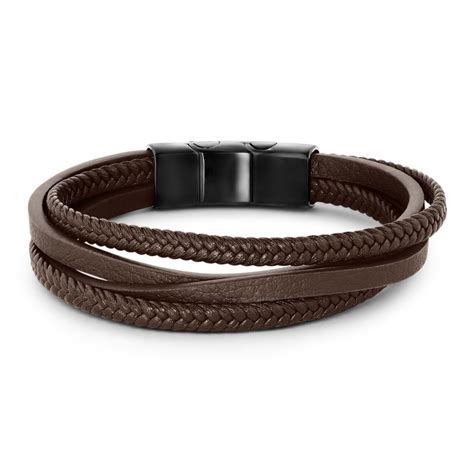 Pulseira Life Masculina Couro Marrom E Preto Cm Compre Agora