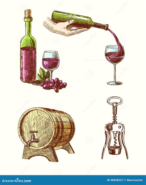 Wine Sketch Decorative Set Stock Vector Illustration Of Icons 40838227