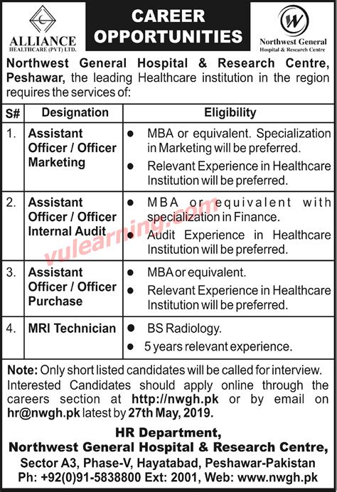 Northwest General Hospital Research Centre Peshawar Jobs 2019 Apply