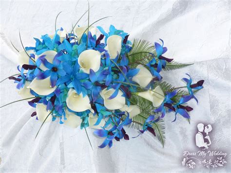 Dress My Wedding – Blue purple silk orchid bouquet