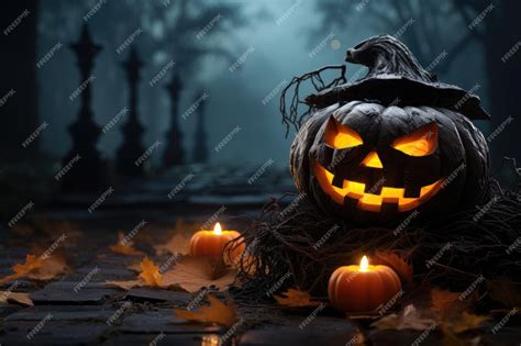 Fantastic Halloween Themed Pumpkins Background Premium Ai Generated Image