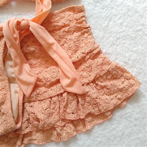 Japanese Lace Ribbon Bikini Set NWT From Japan Depop