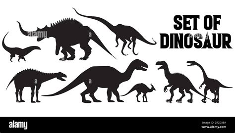 A Set Of Dinosaur Silhouette Vector Illustrations Stock Vector Image