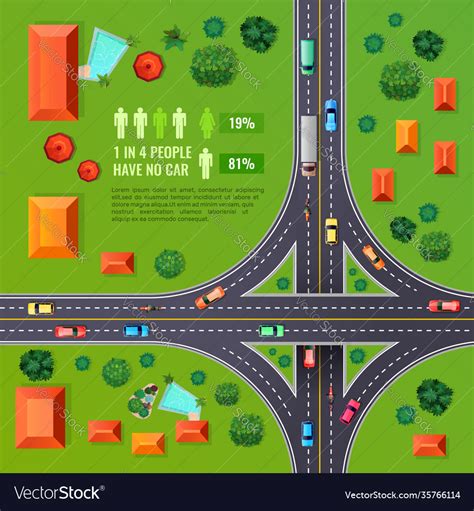 Crossroad Top View Royalty Free Vector Image Vectorstock