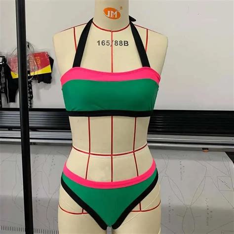 Wear Halter Color Block Bikini Swimsuit Biquini Naranja Thong