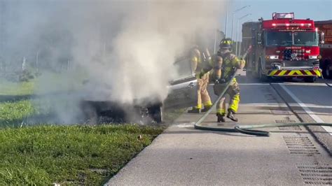 Video Captures Car Fire On Southbound I 95 Near Donald Ross Road