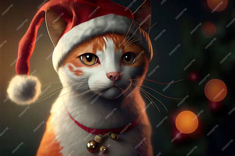 Premium Photo Cute Cat Celebrating Christmas Cat Christmas Illustration