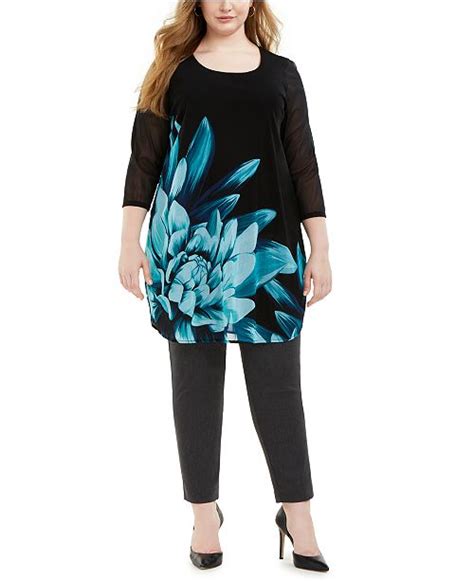 Alfani Plus Size Placed Floral Tunic Top Created For Macys And Reviews