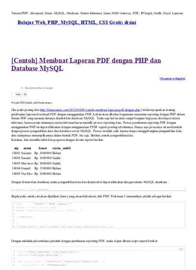 Membuat Laporan PDF Dengan PHP Dan Database MySQL FPDF