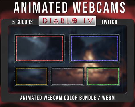 Animated Webcams DIABLO 4, 5 COLORS, Twitch Overlays, Webcam Bundle ...