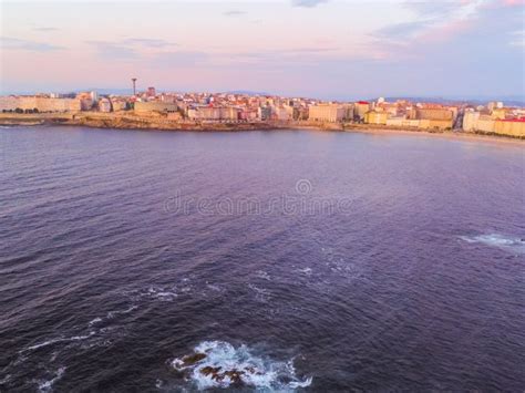 Coruna Aerial View In Riazor Galicia Spain Drone Photo Stock Photo