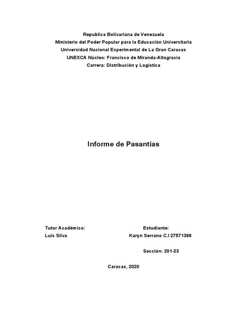 Normas Para La Elaboracion Y Presentacion Del Informe De Pasantias