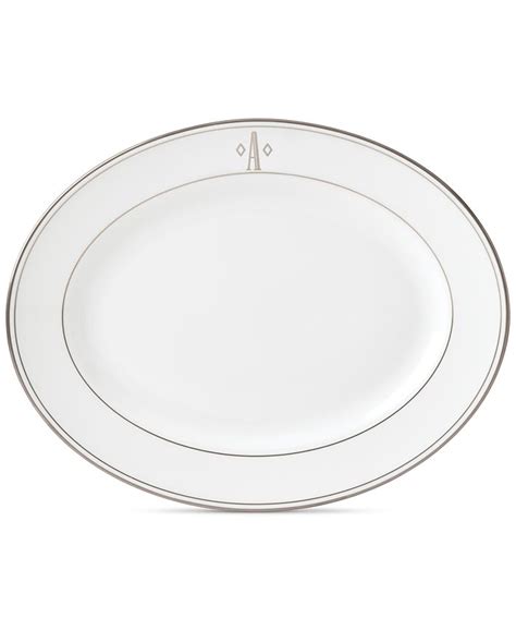 Lenox Federal Platinum Monogram Oval Platter Block Letters Macys