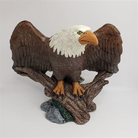 Ceramic Hand Painted Bald Eagle Statue Figurine Etsy