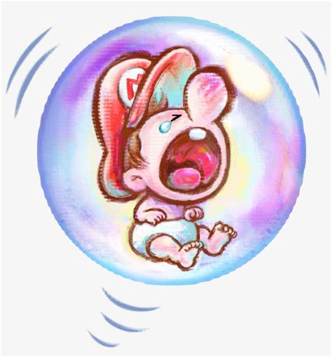 Baby Mario Crying - Baby Mario In Bubble - 1392x1432 PNG Download - PNGkit