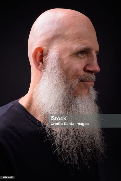 Portrait Of Bald Bearded Man Stock Photo Download Image Now 50 54