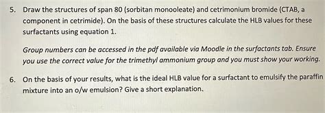 Draw The Structures Of Span 80 Sorbitan Monooleate Chegg