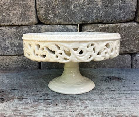 Vintage Cake Stand Ceramic Lace Cake Stand Pedestal Cream Etsy Canada