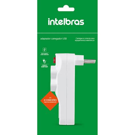 ADAPTADOR DE 2 TOMADAS E 2 USB EAC 1002 BRANCO INTELBRAS Papelaria