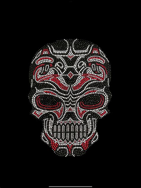 Skull Rhinestones Transfer Iron On Skull Patches Skeleton Head Design Hot Fix Rhinestone