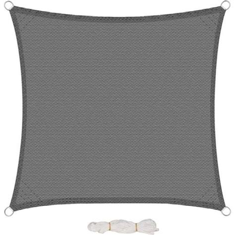 Voile d ombrage carré en HDPE 200g m² Gris 2x2m Protection anti