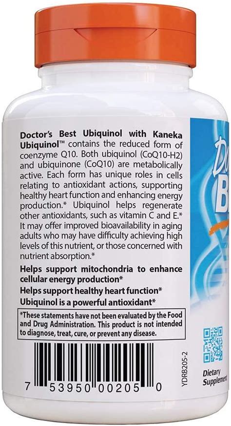 Doctor S Best Ubiquinol With Kaneka 100 Mg 60 Softgels