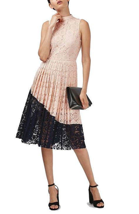 Topshop Colorblock Pleated Lace Midi Dress Nordstrom