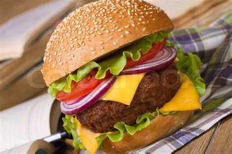 Fresh hamburger: School lunch | Stock image | Colourbox