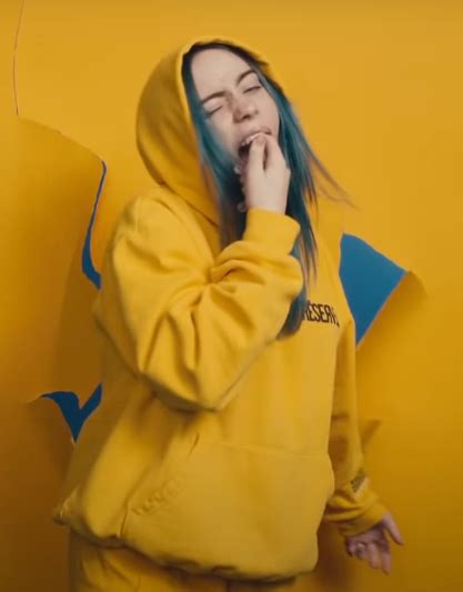 Reserved Gold Logo Yellow Pullover Worn By Billie Eilish In Bad Guy