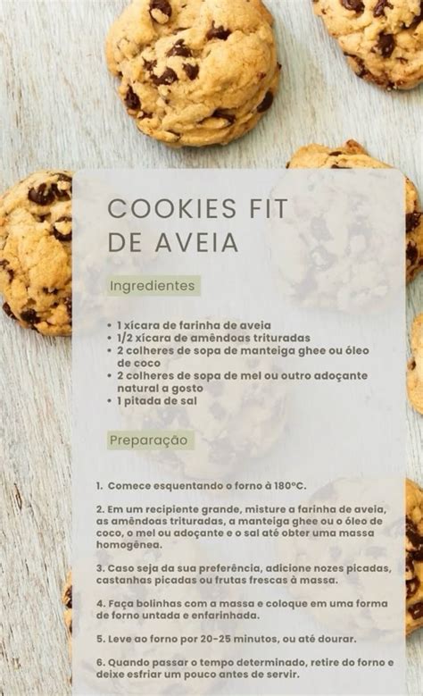 Receita De Cookies De Aveia Fit - Receita de Cookies Fit de Aveia | Cookie fit de aveia, Cookies ...