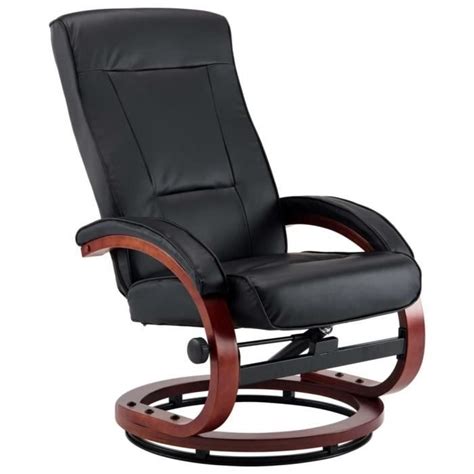 VBESTLIFE Fauteuil Inclinable Avec Repose Pied Noir Similicuir2