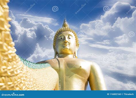 Great Buddha of Thailand Statue Stock Photo - Image of statue, yellow ...