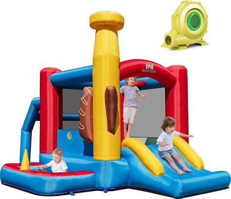 Costway Château Gonflable Avec Toboggan Pour Enfants 3 10 Ans En Tissu