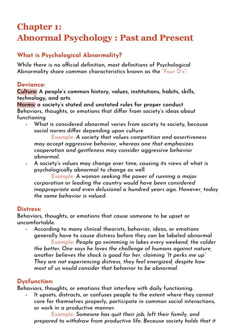 Abnormal Psychology Chapter Abnormal Psych Past Present Chapter