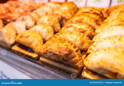 Freshly Baked Empanadas with Different Fillings for Sale Stock Image ...