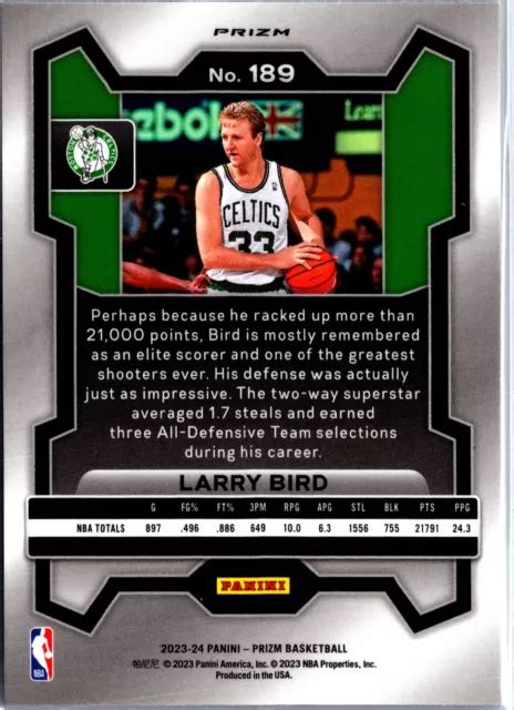 2023 24 PANINI PRIZM Larry Bird Prizms Argent Boston Celtics EUR 0 93