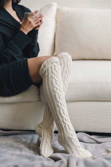 Jules Cable Knit Knee High Socks In Cream Cable Knit Socks Sock Outfits High Socks