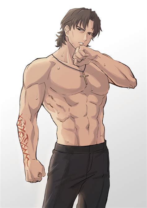 Rule 34 Artist Request Bara Brown Hair Crucifix Dilf Fate Stay Night Fate Series Kirei