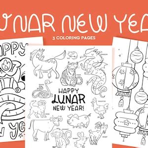 Lunar New Year Coloring Pages Coloring for Kids Printable - Etsy