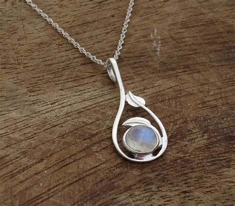 Moonstone Necklace Silver Moonstone Necklace Women's | Etsy