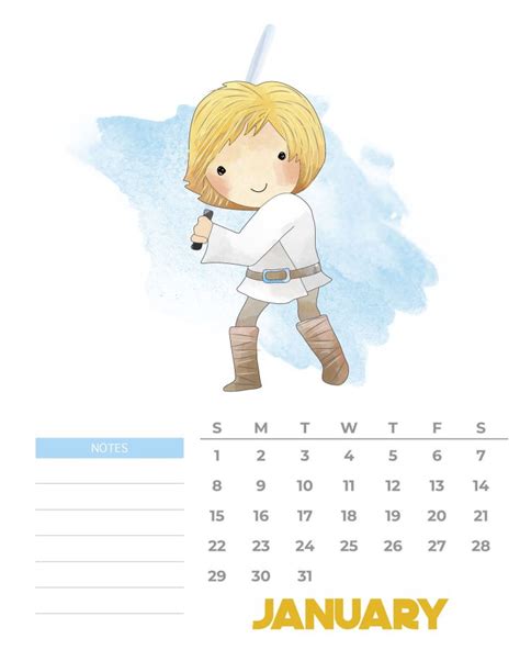 Free Printable 2023 Star Wars Calendar - The Cottage Market