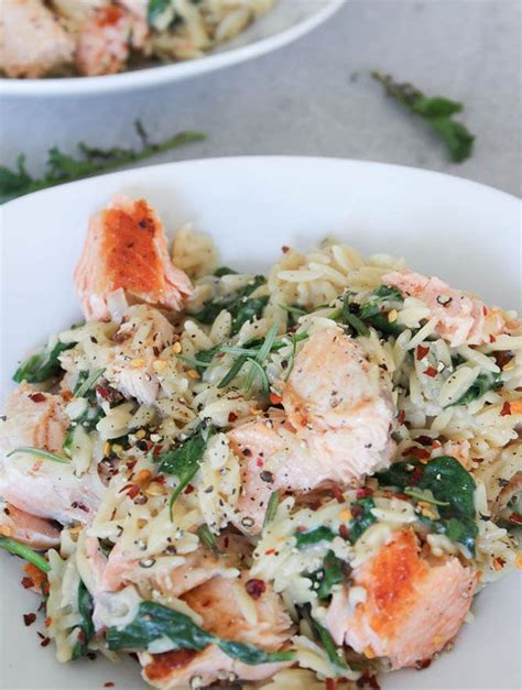 20 Minute Creamy Lemon Orzo With Salmon Recipe In 2021 Salmon