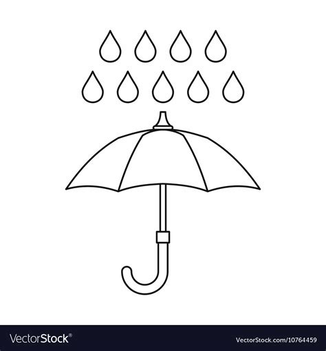 Umbrella And Rain Icon Outline Style Royalty Free Vector