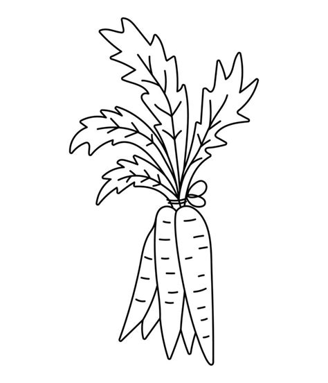 Vector black and white bunch of carrot icon. Healthy root vegetable outline illustration or ...