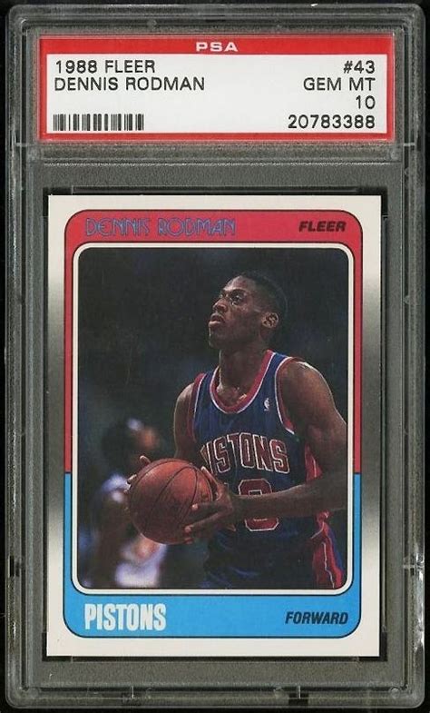 1988 Fleer 43 DENNIS RODMAN RC ROOKIE HOF Gem Mint PSA 10 Dennis