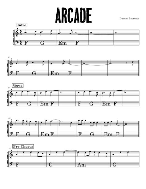 Arcade – Duncan Laurence Sheet music for Piano (Solo) | Musescore.com